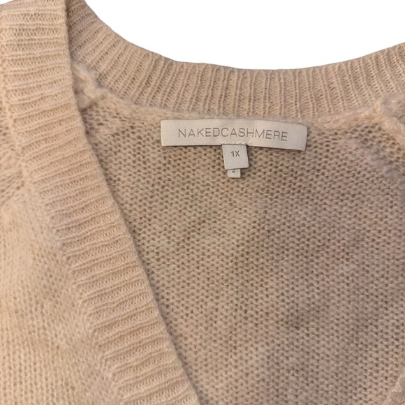 NAKED CASHMERE Women’s V-Neck 100% Cashmere Sweater - Almond Plus 1X - Picture 8 of 11